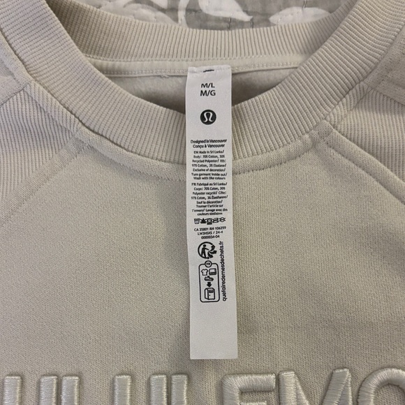 Lululemon Scuba Oversized Pullover Wordmark ~ M/L ~ Bone - Picture 4 of 10